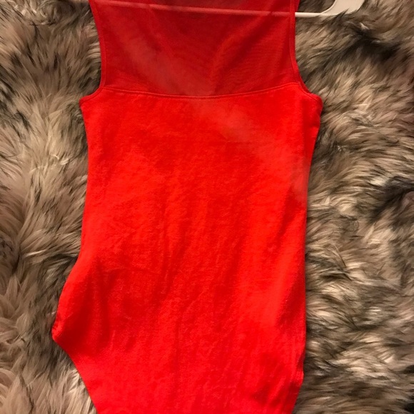🦇 Forever 21 Red Mesh top BodySuit - Picture 10 of 12